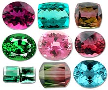  different colors of tourmalines